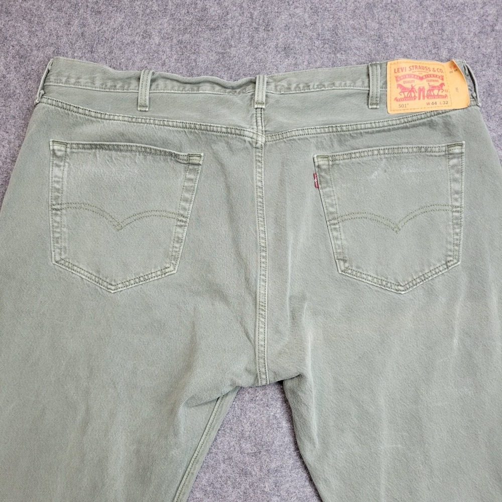 Levis 501 Jeans Mens 44x32 Green Straight Leg Button Fly Work Wear Americana - Picture 5 of 13